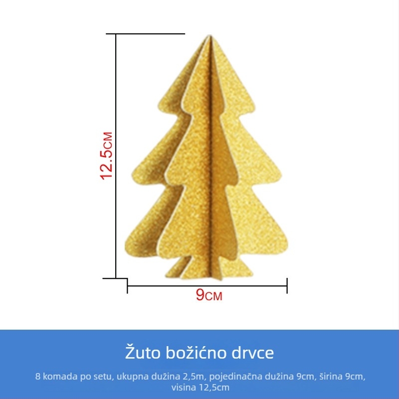 3D mini zastavice girlanda za božićnu ukrasu za vješanje — papir, Rongcai