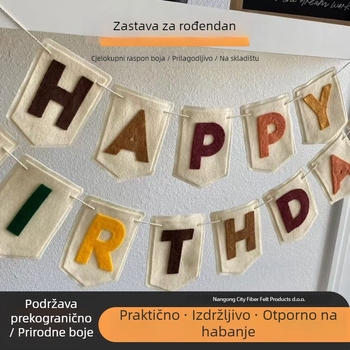 Rođendanske zastavice s tekstom – zastavice od netkanog materijala, gravirani tekst, prilagođeni logo, bez štapa, u OPP vrećici.