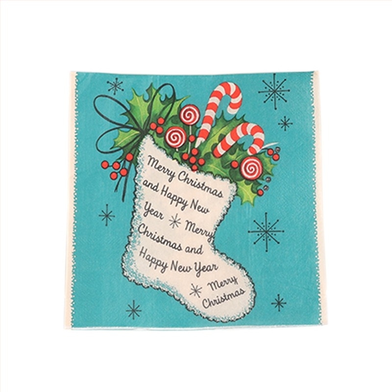 Dvostrana papirnata salveta od drvne pulpe – 20 komada u pakiranju, logotip tisk, bez mirisa, premium kvalitete, 70 g, Božićni uzorak