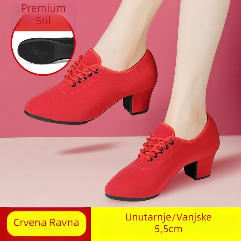 Plesne cipele za odrasle žene — Profesionalne za bal i latino ples, Prozračne, Lagane, Gumeni potplat, Gornji dio od pamuka tkanine i mreže