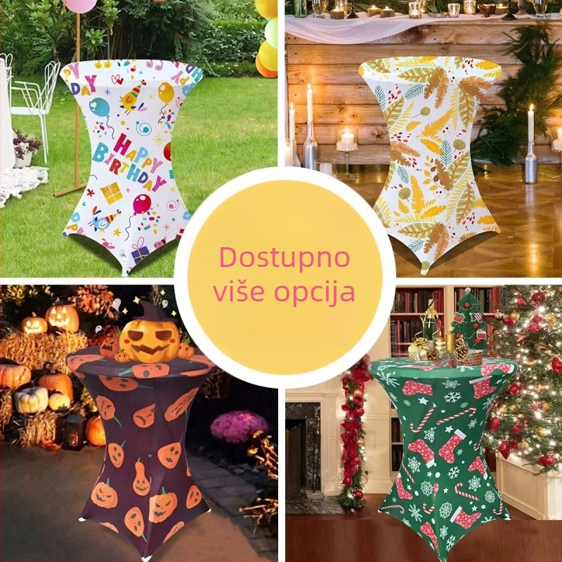 Stolnjak, okruglog oblika, poliester, tiskani uzorak, hotelski stil