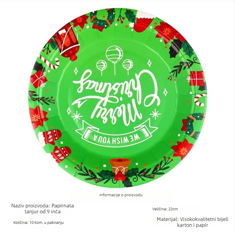 Jednokratni papirnati tanjur, krušnog oblika, 400 g papira, biološki razgradiv, s otisnutim logom