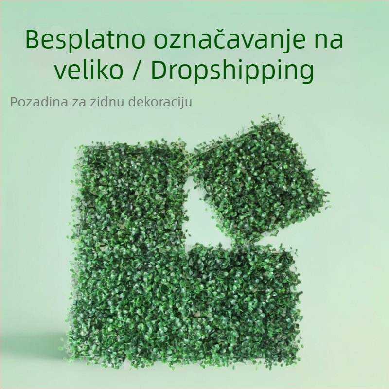 Zid od umjetnih biljaka s travnatim panelom, plastična konstrukcija, model 13336944