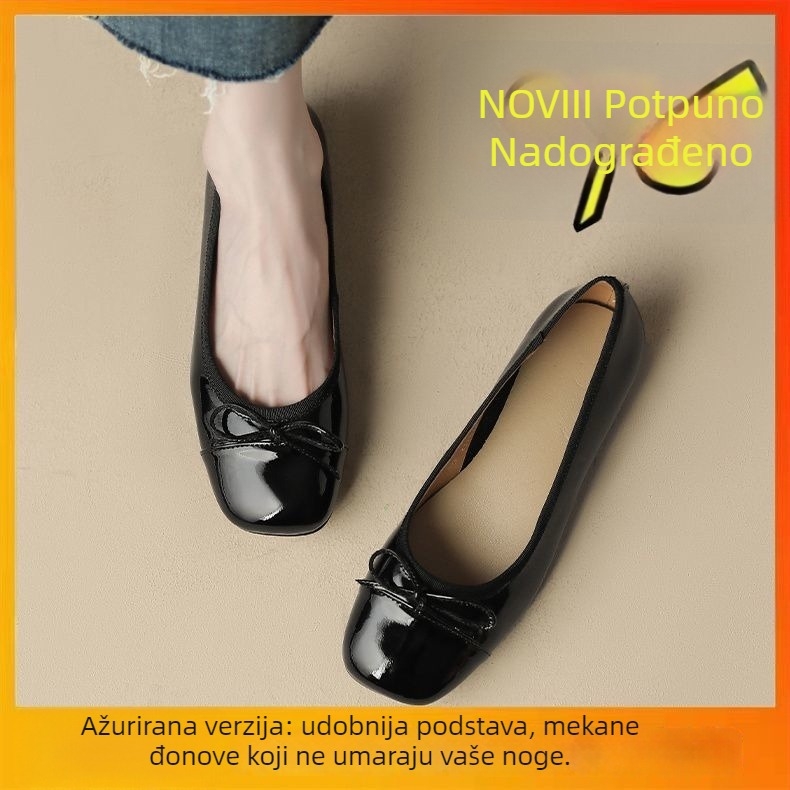 Ženske loafere s okruglim nosom, PU gornji dio, niski pet 1–3 cm, slip-on, japanski stil