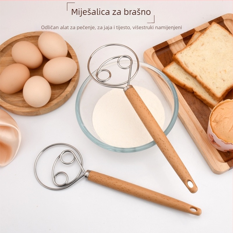 Ručni mikser za tijesto od nehrđajućeg čelika i alat za mijesanje, neprijanjajući, za mijesanje i gniječenje tijesta