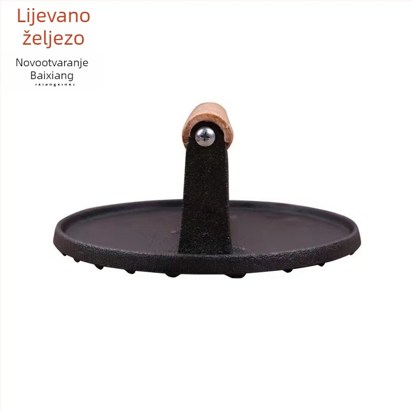 Lijevena željezna kružna presa za meso za roštilj, višenamjenska, bezdimna, uklonjiva
