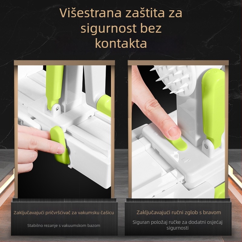 Ručni višenamjenski sjeckalica za povrće s naribom za krumpire i mrkvu — AKL, konstrukcija od 420 alatnog čelika + PS + TPR + ABS