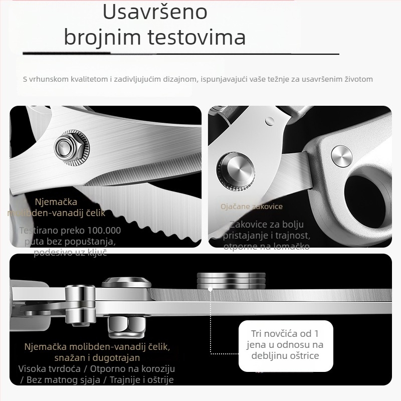 Paisley kuhinjske škare – nehrđajući čelik, prehrambena kvaliteta, višenamjenske, rezanje kostiju