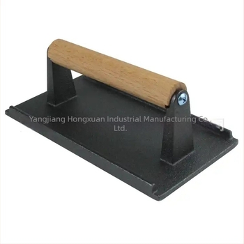 Daska za pritiskanje mesa od lijevanog željeza, pravokutna, s drvenom ručkom (Marka: HONGXUAN)