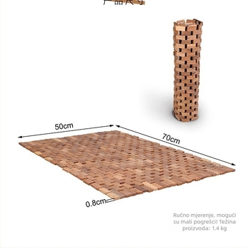 Teak ručno pletena protuklizna podloga za kupaonicu, kvadratnog oblika, retro nostalgčnog stila, prilagodljivo logotipu