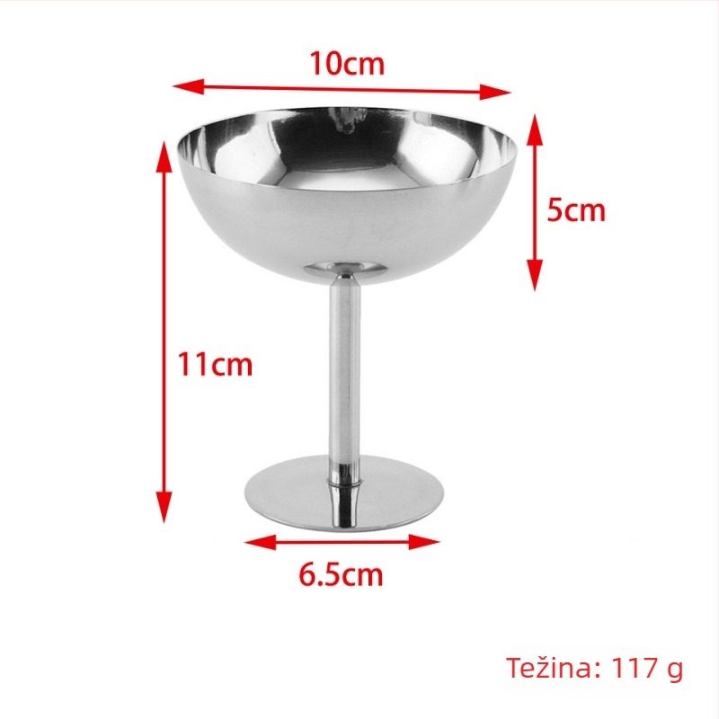 Desertni goblet od nehrđajućeg čelika, unutarnji 304 / vanjski 201, ekološki prihvatljivo, pogodno za deserte, sladoled i puding, rekvizita za fotografiranje za food blogere