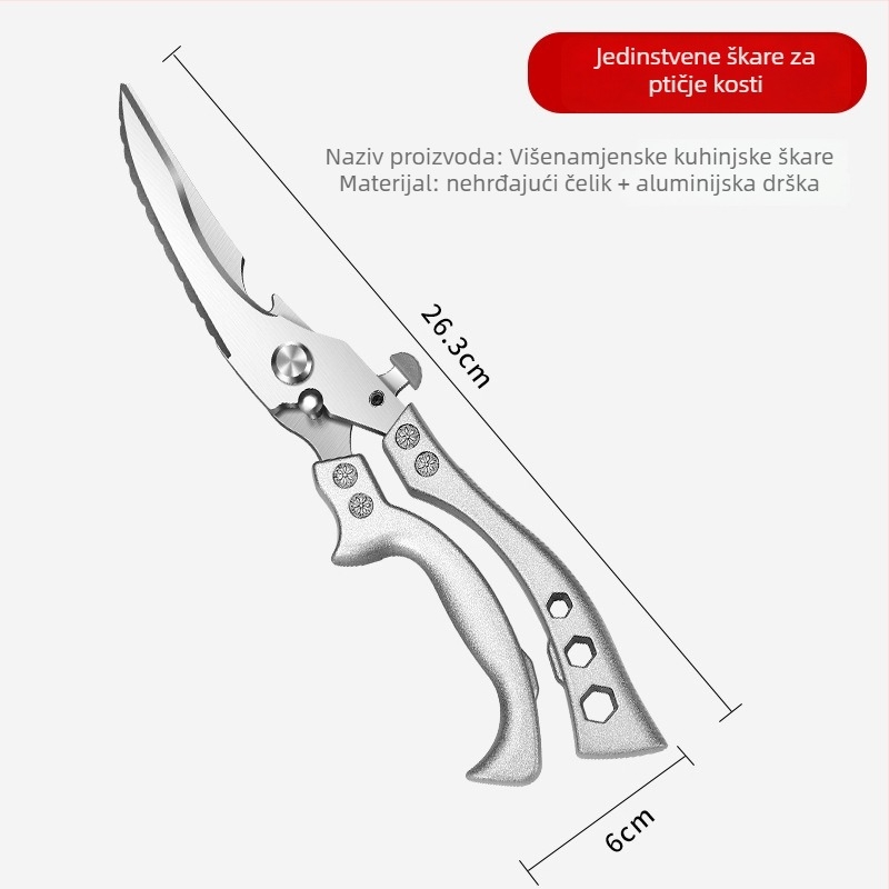 Kuhinjske škare za kosti, nehrđajući čelik, moderni minimalistički stil, predstavljene u ljeto 2021 (Brand: Other)