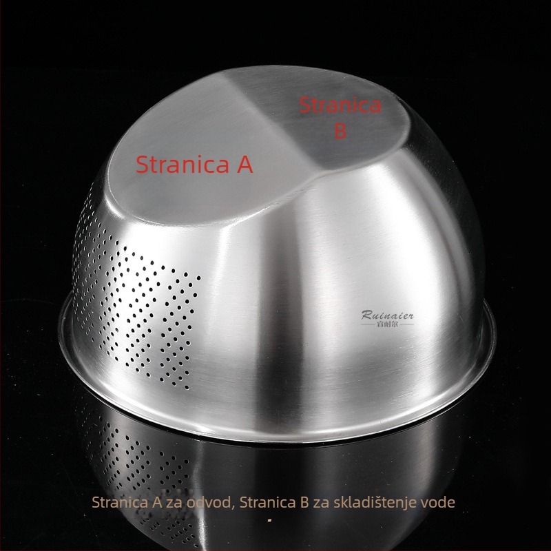 Posuda za odvod s nagibnim dnom od nehrđajućeg čelika 304, debeli dizajn, višenamjenska za pranje povrća, voća i ispiranje riže