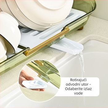 Plastični odvlaživački stalak s pravokutnim pladnjem za zdjele i pribor
