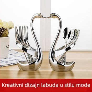 Set posuđa: desertna žličica, žlica za kavu i vilica za voće uz držač za pohranu, korejski stil — Houyang, jednofarbni uzorak, kvaliteta prve klase