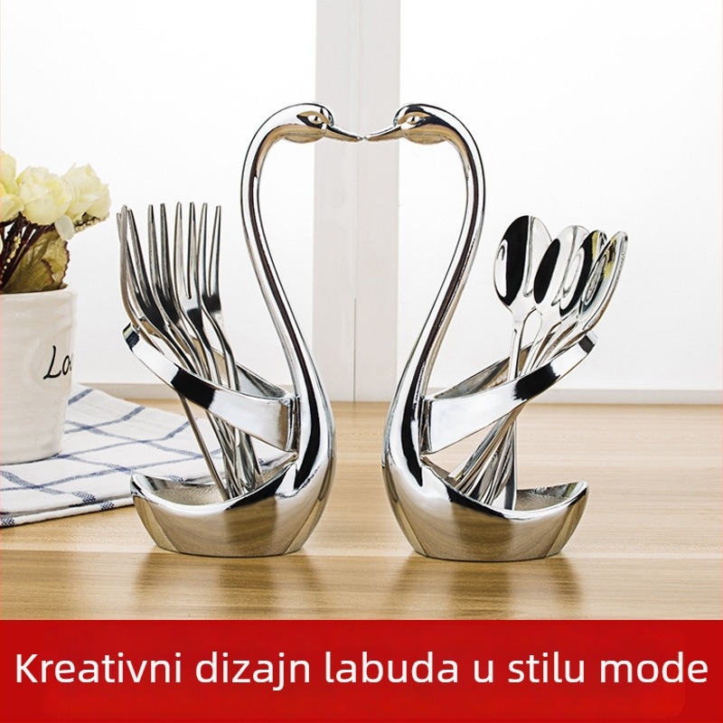 Set posuđa: desertna žličica, žlica za kavu i vilica za voće uz držač za pohranu, korejski stil — Houyang, jednofarbni uzorak, kvaliteta prve klase