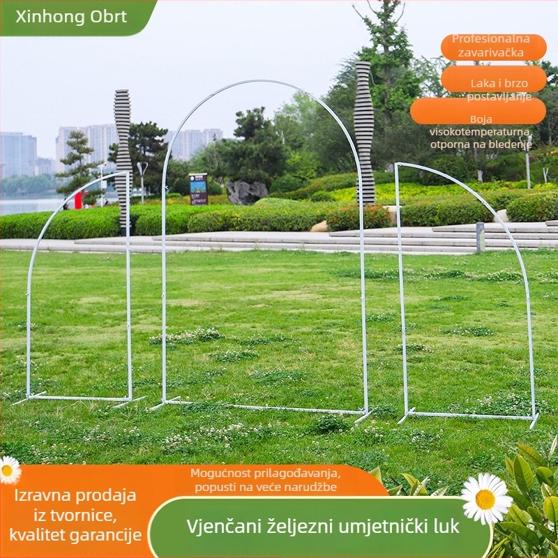 Željezni svadbeni luk za vanjsko pozadje pozornice – prilagodljiv ukras, kartonsko pakiranje, brend Xinhong