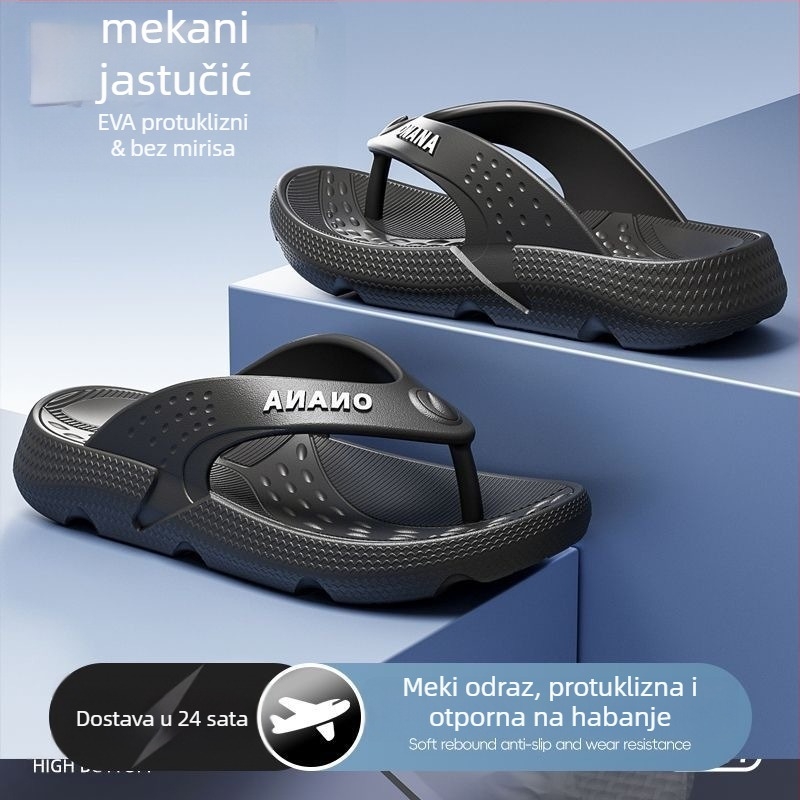 Muške japanke, protuklizne, s otvorenim prstom, EVA gornji dio i potplat, debela injekcijski oblikovana potplat, casual ljetna plažna obuća (Summer 2025)