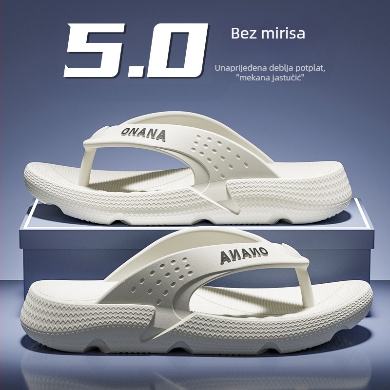 Muške japanke, protuklizne, s otvorenim prstom, EVA gornji dio i potplat, debela injekcijski oblikovana potplat, casual ljetna plažna obuća (Summer 2025)