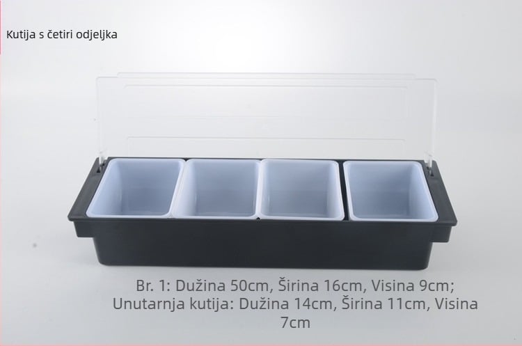 Kutija za začine s poklopcem za bar – višedijelna kutija za voće i začine za trgovine s čajem s mlijekom (3–6 odjeljaka), materijal PC