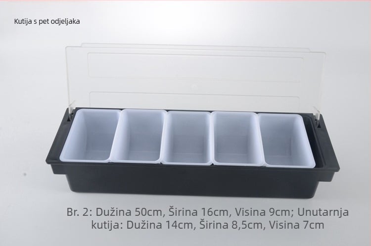 Kutija za začine s poklopcem za bar – višedijelna kutija za voće i začine za trgovine s čajem s mlijekom (3–6 odjeljaka), materijal PC