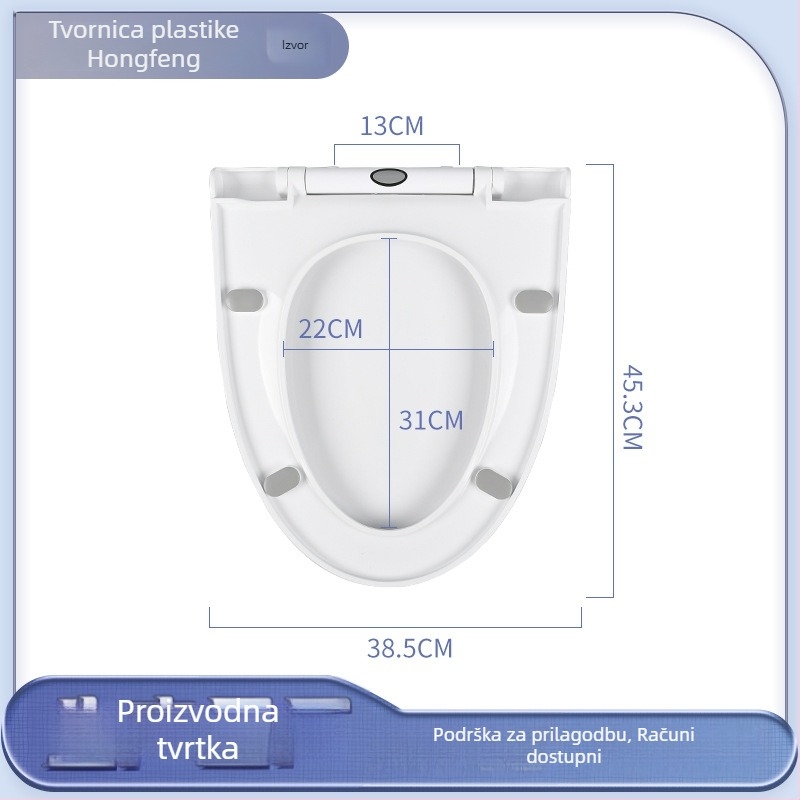 WC daska s V-oblikom, demontaža jednim klikom, meko zatvaranje, PP materijal, podesiva udaljenost otvora za ugradnju 11–21 mm