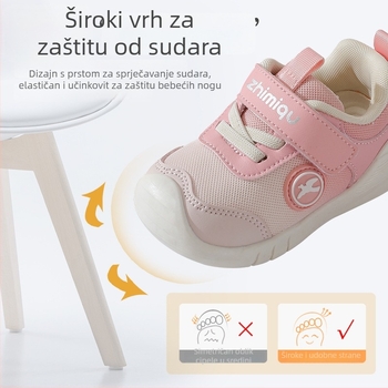 Obuv za učenje hodanja, prozračan mrežasti gornji dio, Velcro zatvarač, meka potplat, protuklizno, 12-36 mjeseci