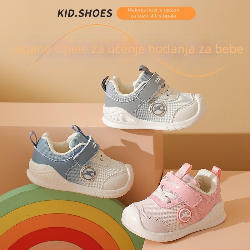 Obuv za učenje hodanja, prozračan mrežasti gornji dio, Velcro zatvarač, meka potplat, protuklizno, 12-36 mjeseci
