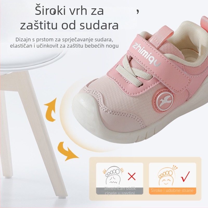 Obuv za učenje hodanja, prozračan mrežasti gornji dio, Velcro zatvarač, meka potplat, protuklizno, 12-36 mjeseci