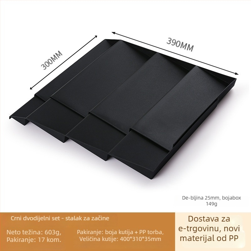 Stolni horizontalni držač za začine, prilagodljive ladice u stilu ljestvice, sklopivi (PP materijal, bez bušenja, 2024)