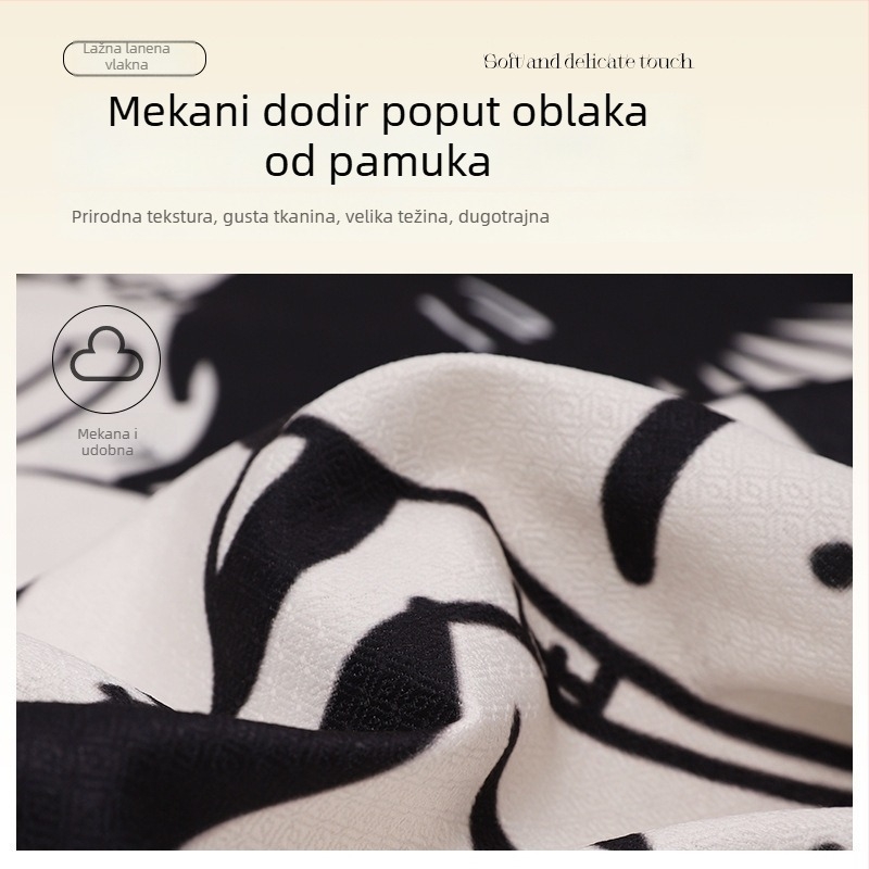 Retro navlaka za kauč s geometrijskim uzorkom za kutnu sofu – imitacija lana, doily stil