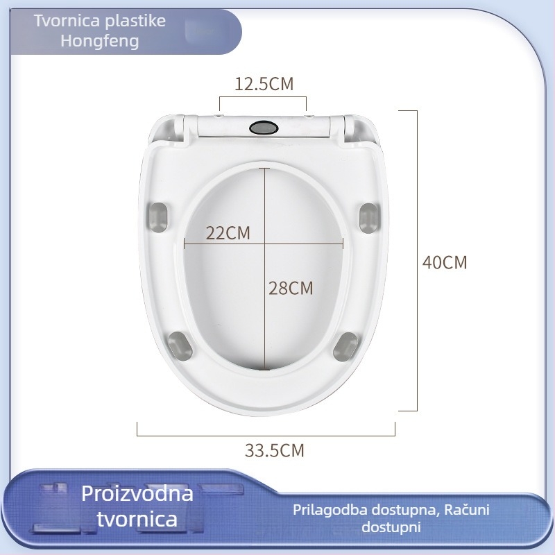 Kapa WC s univerzalnim prilagodbom, jednim klikom brzo otpuštanje, U-oblik kapak, amortizirani spori zatvarač, PP ploča, razmak rupa 11 cm, podesivi otvori za montažu