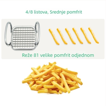 Rezač za krumpire, pomfrit i povrće s ručnim pritiskom, nehrđajući čelik, model ZF-I012-3, dostupna prilagođena obrada