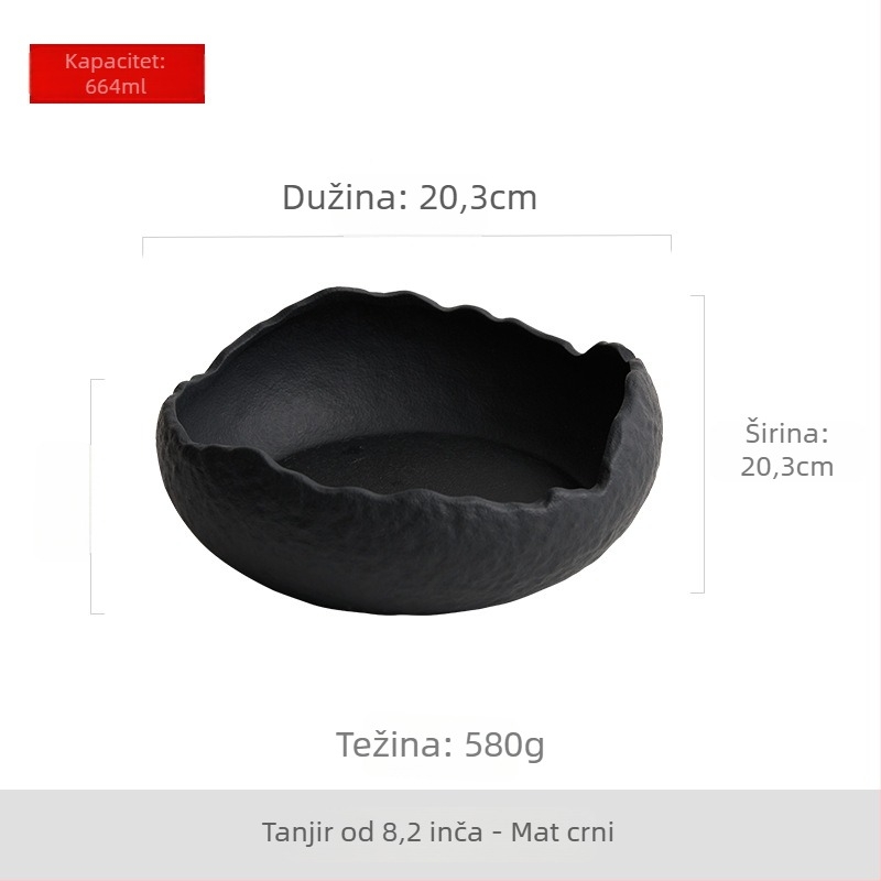 Porcelanska zdjela nepravilnog oblika, moderan minimalistički stil, mikrovalna sigurna, za juhe, deserte i voćne salate