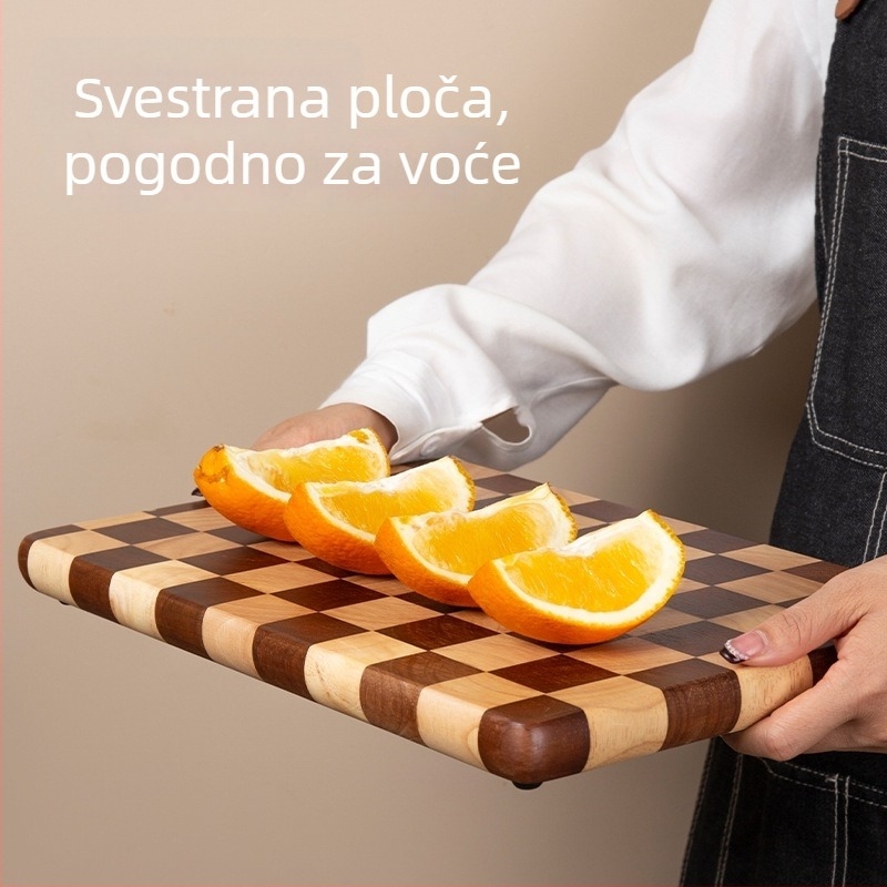 Kreativna daska za rezanje sa šahovnicastim uzorkom, drvena kuhinjska daska za voće i pripremu hrane