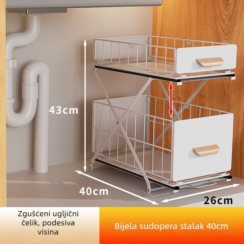 Držač bočica začina kuhinje, izvlačni dizajn s dvostrukim slojem, od karbonskog čelika, bez montaže