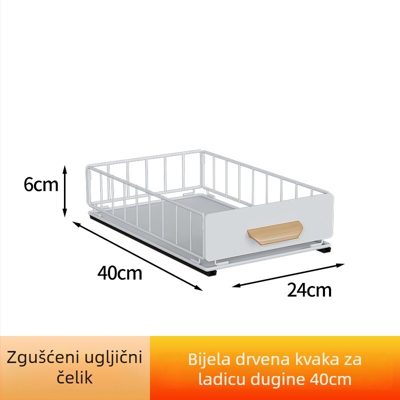 Držač bočica začina kuhinje, izvlačni dizajn s dvostrukim slojem, od karbonskog čelika, bez montaže