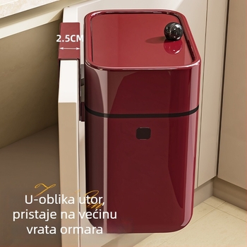 Zidna kanta za otpad, kvadratna, 5L, plastika, s poklopcem koji se vrti, kućna uporaba
