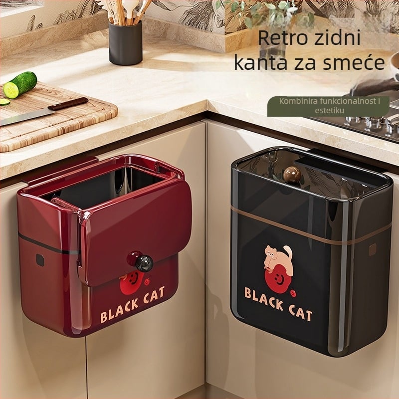 Zidna kanta za otpad, kvadratna, 5L, plastika, s poklopcem koji se vrti, kućna uporaba