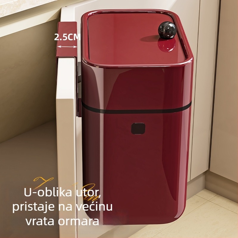 Zidna kanta za otpad, kvadratna, 5L, plastika, s poklopcem koji se vrti, kućna uporaba