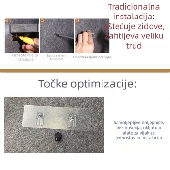 Zidni držač za ručnike, dvostruki sloj, s podesivom visinom, od željeza, završni premaz pečene boje