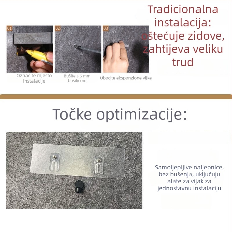 Zidni držač za ručnike, dvostruki sloj, s podesivom visinom, od željeza, završni premaz pečene boje