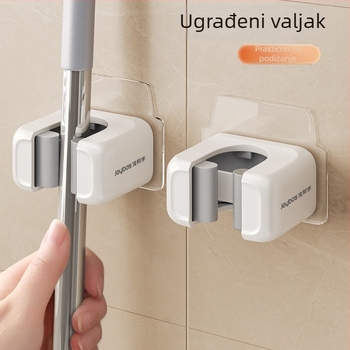 Zidni držač za mop s klipom, bez bušenja, plastični, model JBS-TBKZ-Q21G-JWT