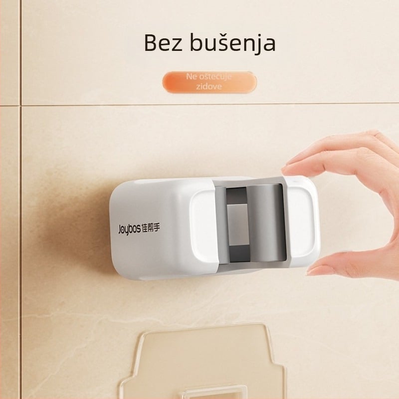 Zidni držač za mop s klipom, bez bušenja, plastični, model JBS-TBKZ-Q21G-JWT