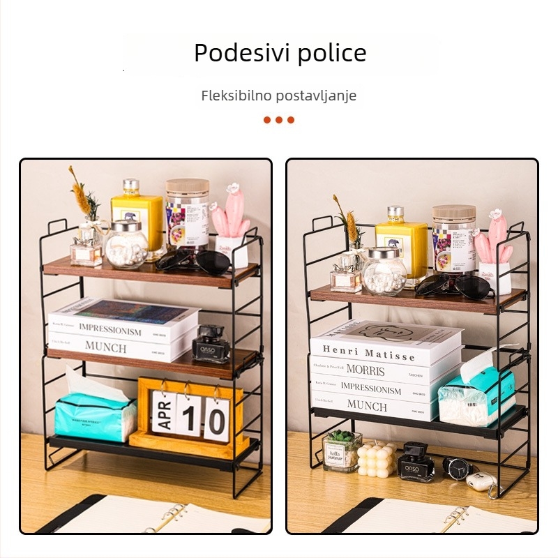 Dvodijelni stolni organizator za pohranu, od drveta/bambusa, prijenosni