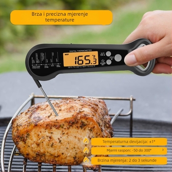 Sklopni vodootporni kuhinjski termometar s dvostrukom sondom – rezolucija 0,1°C