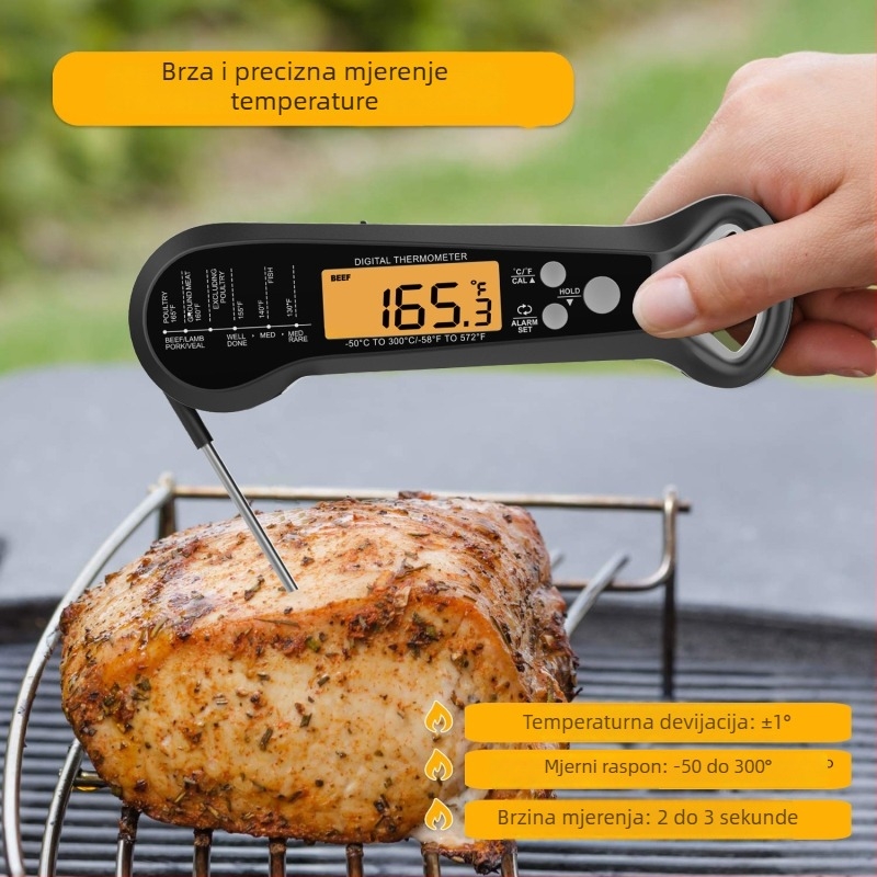 Sklopni vodootporni kuhinjski termometar s dvostrukom sondom – rezolucija 0,1°C