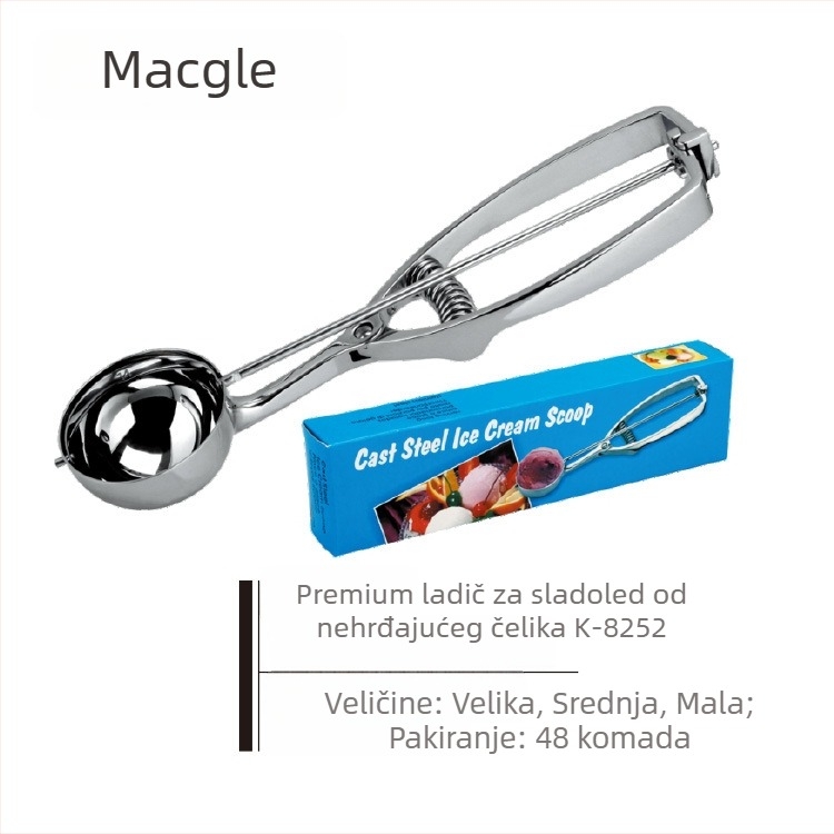 Žlica za sladoled od 304 nehrđajućeg čelika, zapadnog stila, McGowell, ogledni polir, mogućnost prilagodbe