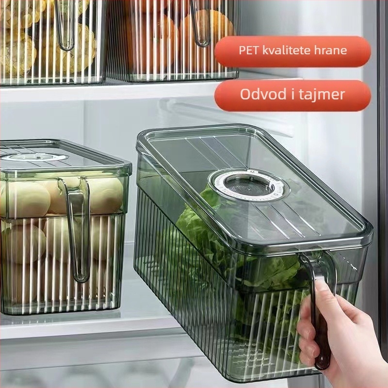Kutija za skladištenje u hladnjaku s poklopcem — Lily of the Valley; plast za hranu; jednostavan stil; skladištenje, čuvanje, odvodnjavanje