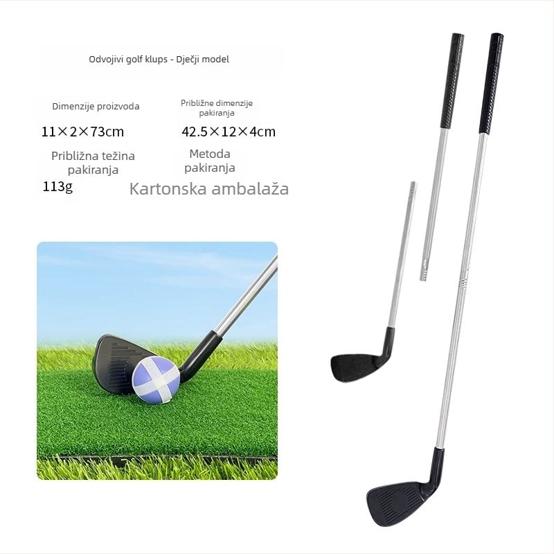 PGK golf palica za djecu — mini odvojiva metalna palica, jednostavan za montažu, idealna za obiteljske igre golfa na otvorenom